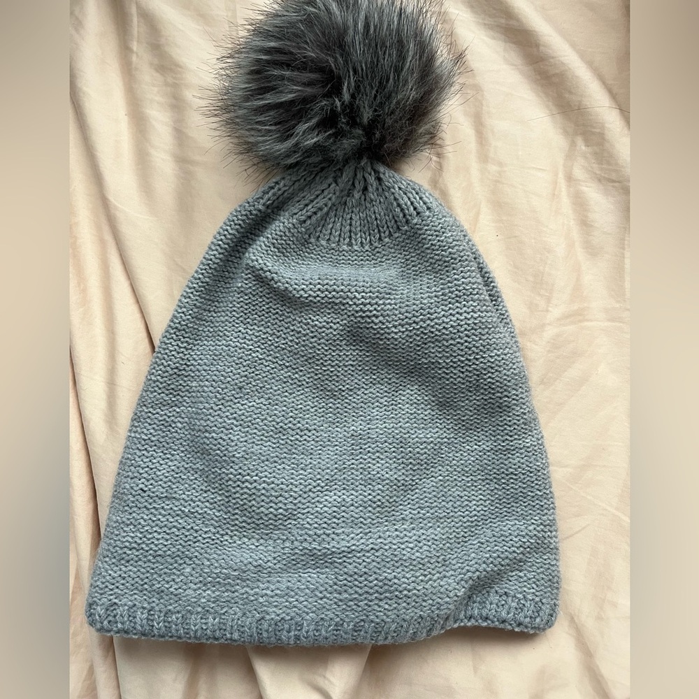 Grey Pom Pom Hat